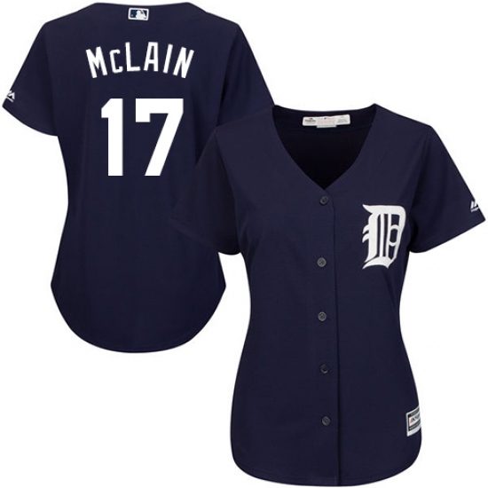 Women's Majestic Detroit Tigers 17 Denny McLain Authentic Navy Blue Alternate Cool Base MLB Jersey