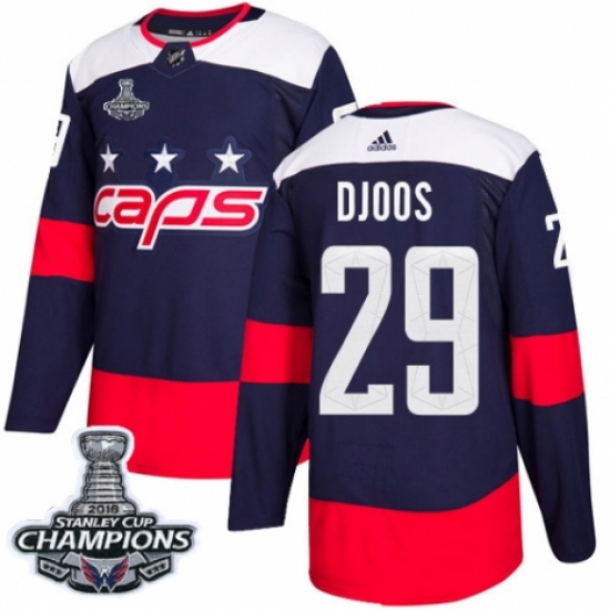 Men's Adidas Washington Capitals 29 Christian Djoos Authentic Navy Blue 2018 Stadium Series 2018 Stanley Cup Final Champions NHL Jersey