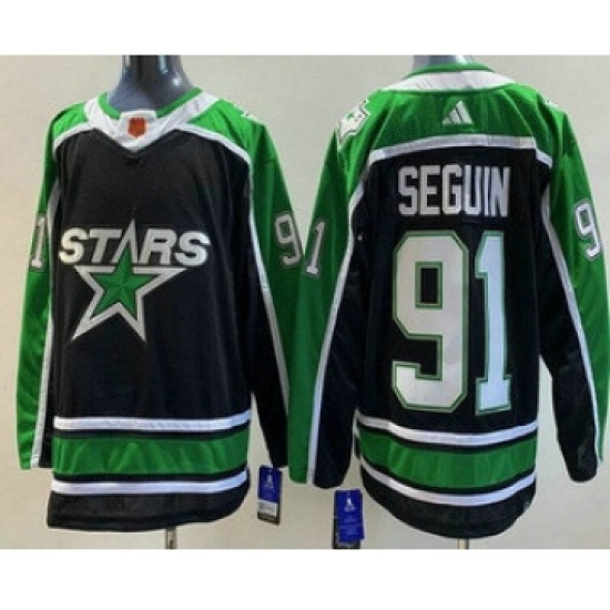 Men's Dallas Stars 91 Tyler Seguin Black 2022 Reverse Retro Authentic Jersey