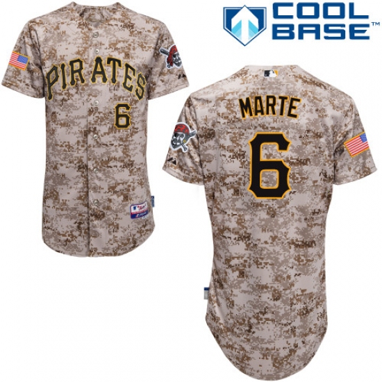 Men's Majestic Pittsburgh Pirates 6 Starling Marte Authentic Camo Alternate Cool Base MLB Jersey