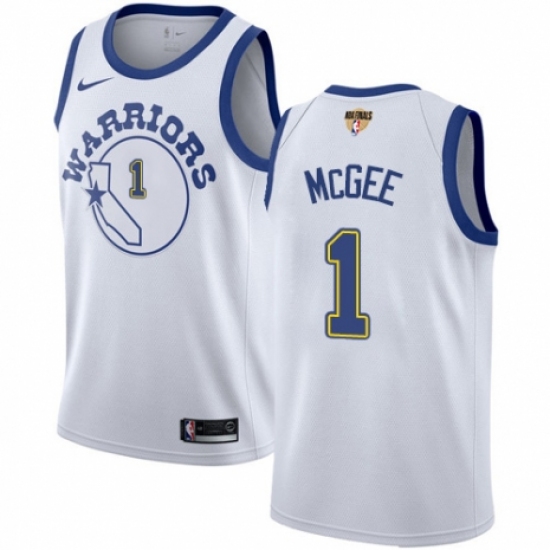 Men's Nike Golden State Warriors 1 JaVale McGee Swingman White Hardwood Classics 2018 NBA Finals Bound NBA Jersey