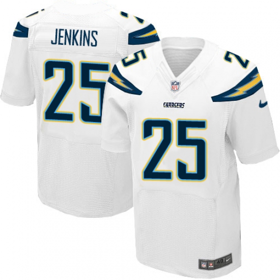 Men's Nike Los Angeles Chargers 25 Rayshawn Jenkins Elite White NFL Jersey