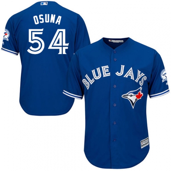 Men's Majestic Toronto Blue Jays 54 Roberto Osuna Replica Blue Alternate 40th Anniversary Patch MLB Jersey