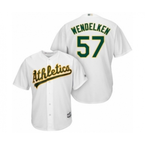 Youth Oakland Athletics 57 J.B. Wendelken Authentic White Home Cool Base Baseball Player Jersey