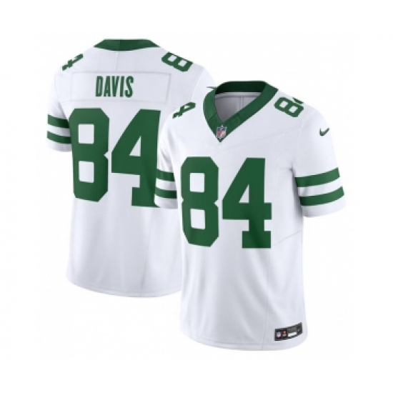 Men's Nike New York Jets 84 Corey Davis White 2023 F.U.S.E. Vapor Limited Throwback Stitched Football Jersey