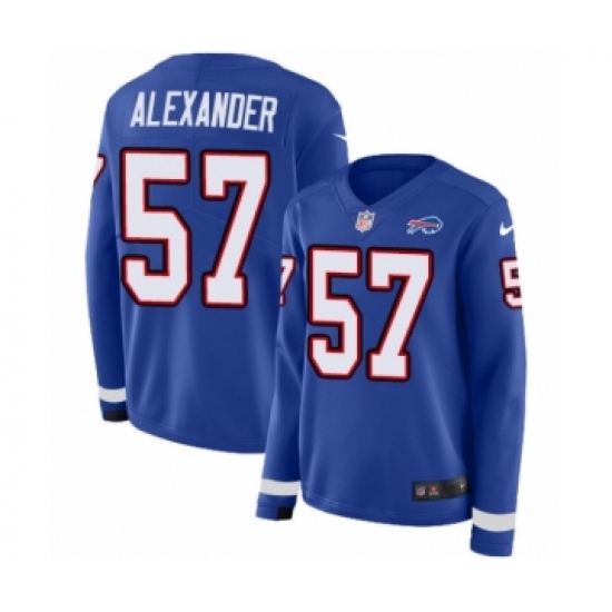 Women's Nike Buffalo Bills 57 Lorenzo Alexander Limited Royal Blue Therma Long Sleeve NFL Jersey