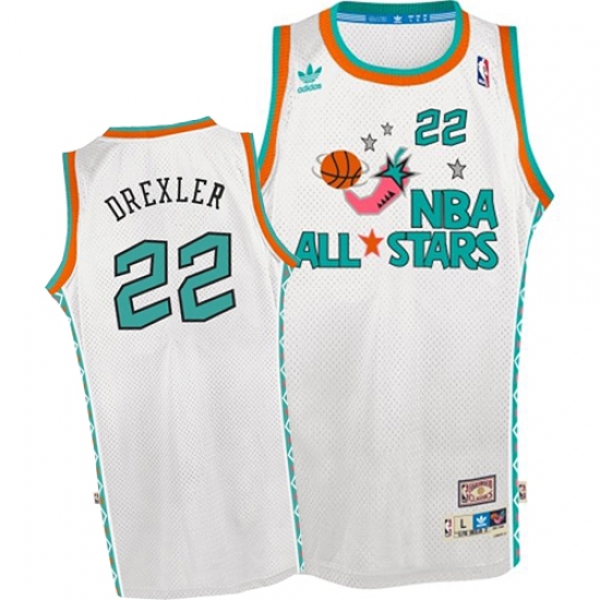 Men's Mitchell and Ness Houston Rockets 22 Clyde Drexler Swingman White 1996 All Star Throwback NBA Jersey