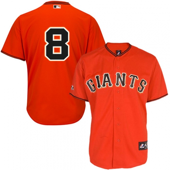 Men's Majestic San Francisco Giants 8 Hunter Pence Replica Orange Old Style MLB Jersey