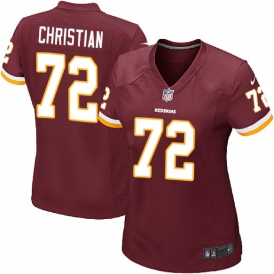 Women's Nike Washington Redskins 72 Geron Christian Game Burgundy Red Team Color NFL Jersey