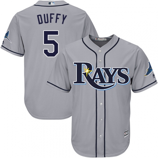 Men's Majestic Tampa Bay Rays 5 Matt Duffy Replica Grey Road Cool Base MLB Jersey