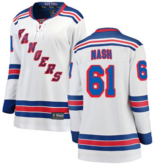 Women's New York Rangers 61 Rick Nash Fanatics Branded White Away Breakaway NHL Jersey