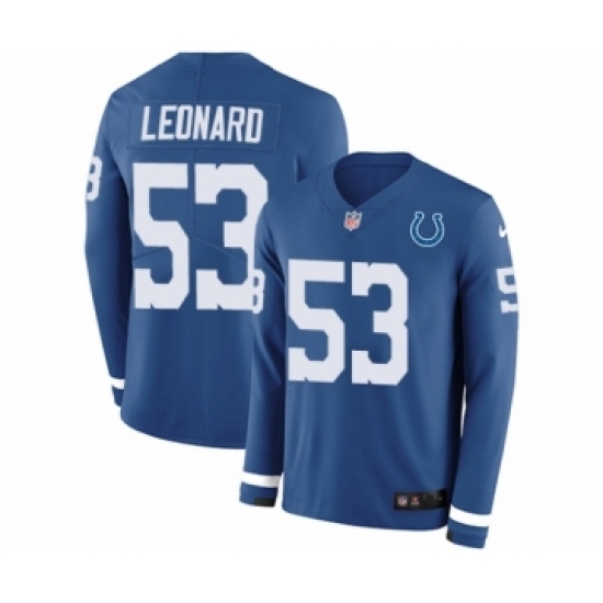 Men's Nike Indianapolis Colts 53 Darius Leonard Limited Blue Therma Long Sleeve NFL Jersey