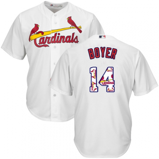 Men's Majestic St. Louis Cardinals 14 Ken Boyer Authentic White Team Logo Fashion Cool Base MLB Jersey