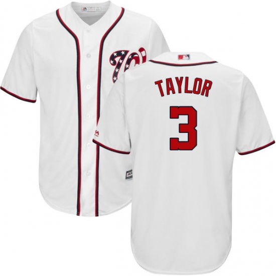 Men's Majestic Washington Nationals 3 Michael Taylor Replica White Home Cool Base MLB Jersey