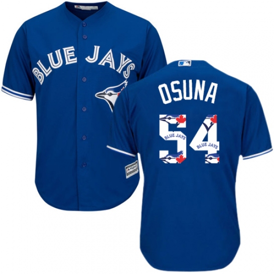 Men's Majestic Toronto Blue Jays 54 Roberto Osuna Authentic Blue Team Logo Fashion MLB Jersey