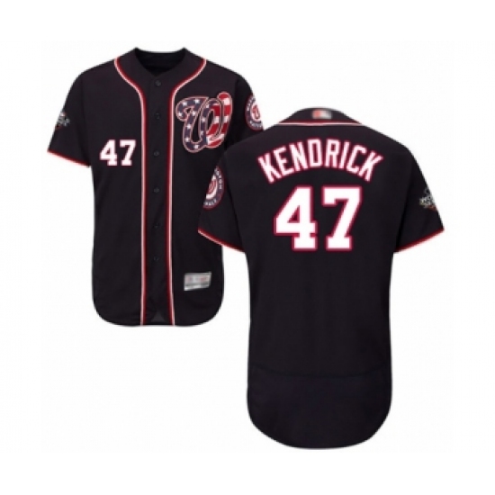 Men's Washington Nationals 47 Howie Kendrick Navy Blue Alternate Flex Base Authentic Collection 2019 World Series Bound Baseball Jersey