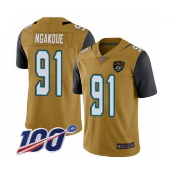 Men's Jacksonville Jaguars 91 Yannick Ngakoue Limited Gold Rush Vapor Untouchable 100th Season Football Jersey