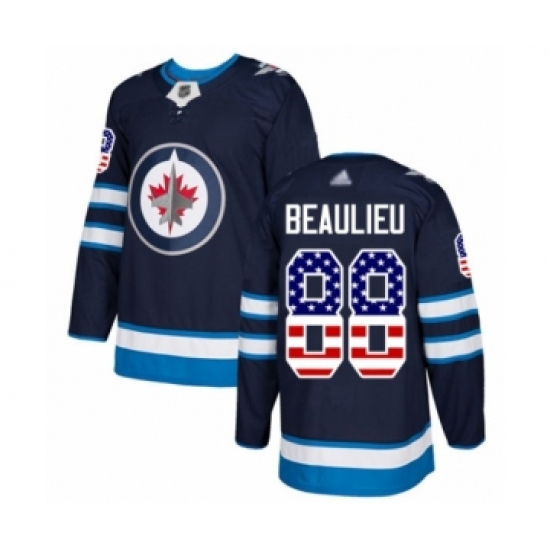 Men's Winnipeg Jets 88 Nathan Beaulieu Authentic Navy Blue USA Flag Fashion Hockey Jersey