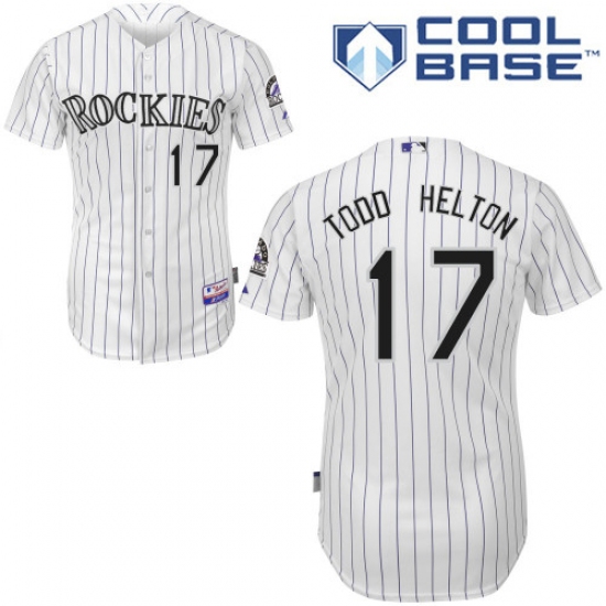 Men's Majestic Colorado Rockies 17 Todd Helton Replica White Home Cool Base MLB Jersey