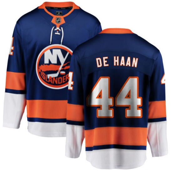 Men's New York Islanders 44 Calvin de Haan Fanatics Branded Royal Blue Home Breakaway NHL Jersey