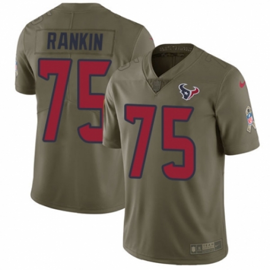 Youth Nike Houston Texans 75 Martinas Rankin Limited Olive 2017 Salute to Service NFL Jersey