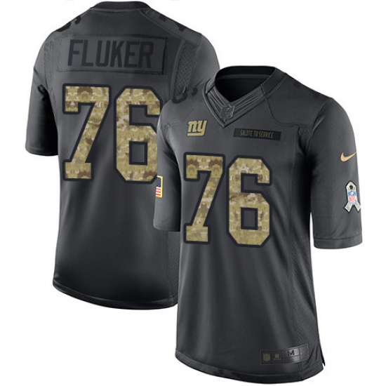 Youth Nike New York Giants 76 D.J. Fluker Limited Black 2016 Salute to Service NFL Jersey