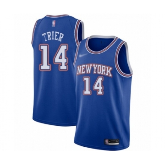 Men's New York Knicks 14 Allonzo Trier Authentic Blue Basketball Jersey - Statement Edition