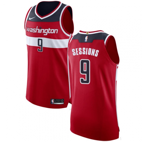 Men's Nike Washington Wizards 9 Ramon Sessions Authentic Red NBA Jersey - Icon Edition