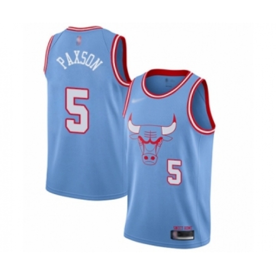 Men's Chicago Bulls 5 John Paxson Swingman Blue Basketball Jersey - 2019 20 City Edition