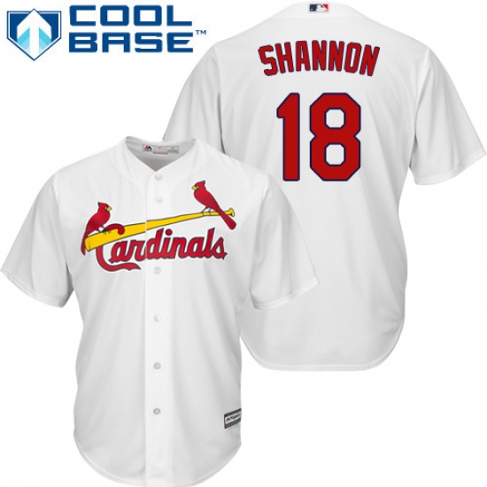 Men's Majestic St. Louis Cardinals 18 Mike Shannon Replica White Home Cool Base MLB Jersey