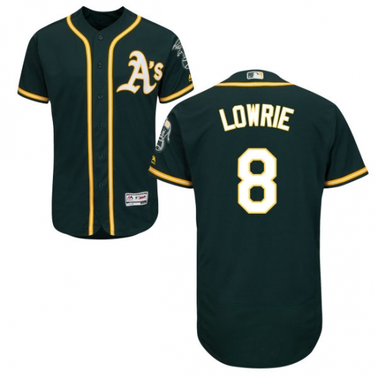 Men's Majestic Oakland Athletics 8 Jed Lowrie Green Alternate Flex Base Authentic Collection MLB Jersey