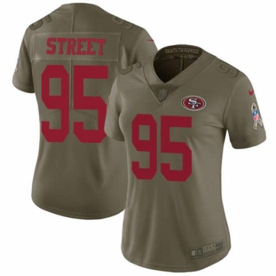 Women's Nike San Francisco 49ers 95 Kentavius Street Limited Olive 2017 Salute to Service NFL Jersey