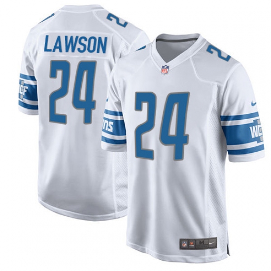 Men's Nike Detroit Lions 24 Nevin Lawson Game White NFL Jersey