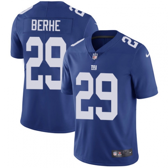 Men's Nike New York Giants 29 Nat Berhe Royal Blue Team Color Vapor Untouchable Limited Player NFL Jersey