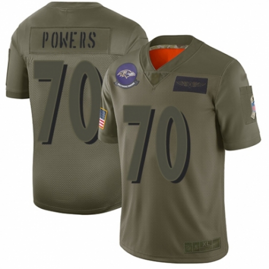 Women's Baltimore Ravens 70 Ben Powers Limited Camo 2019 Salute to Service Football Jersey