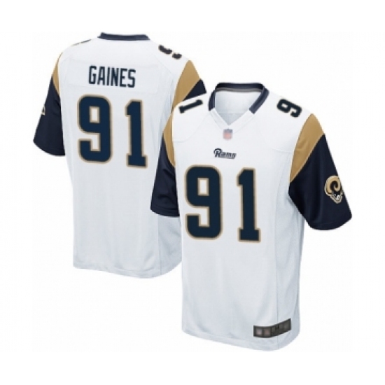 Men's Los Angeles Rams 91 Greg Gaines Game White Football Jersey
