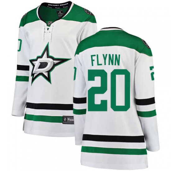 Women's Dallas Stars 20 Brian Flynn Authentic White Away Fanatics Branded Breakaway NHL Jersey