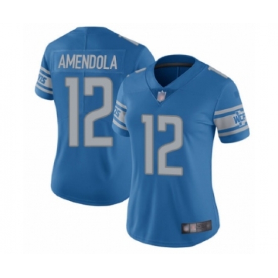 Women's Detroit Lions 12 Danny Amendola Blue Team Color Vapor Untouchable Limited Player Football Jersey