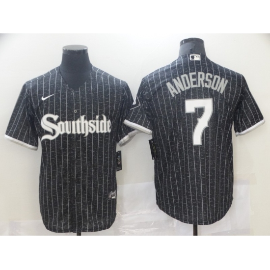 Men's Nike Chicago White Sox Southside 7 Tim Anderson Black Alternate Flex Base Jersey