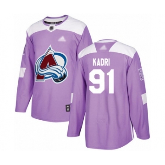 Men's Colorado Avalanche 91 Nazem Kadri Authentic Purple Fights Cancer Practice Hockey Jersey