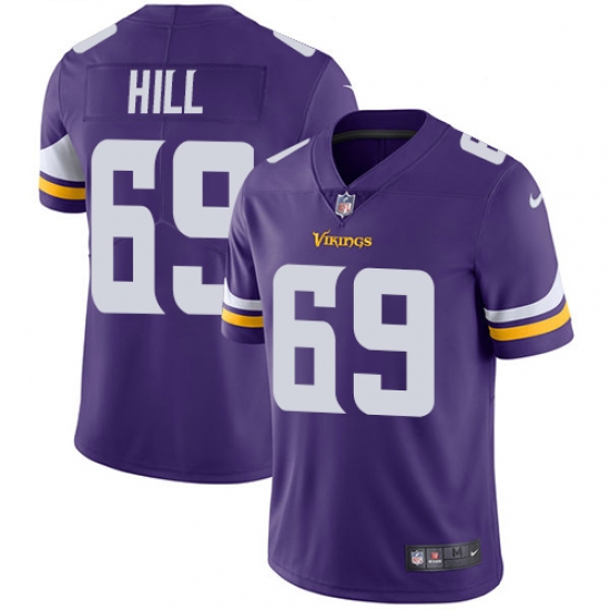 Men's Nike Minnesota Vikings 69 Rashod Hill Purple Team Color Vapor Untouchable Limited Player NFL Jersey