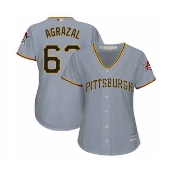 Women's Pittsburgh Pirates 67 Dario Agrazal Authentic Grey Road Cool Base Baseball Player Jersey