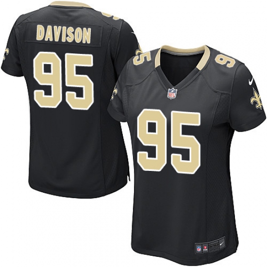 Women's Nike New Orleans Saints 95 Tyeler Davison Game Black Team Color NFL Jersey