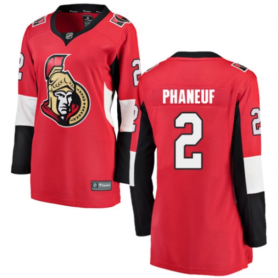 Women's Ottawa Senators 2 Dion Phaneuf Fanatics Branded Red Home Breakaway NHL Jersey