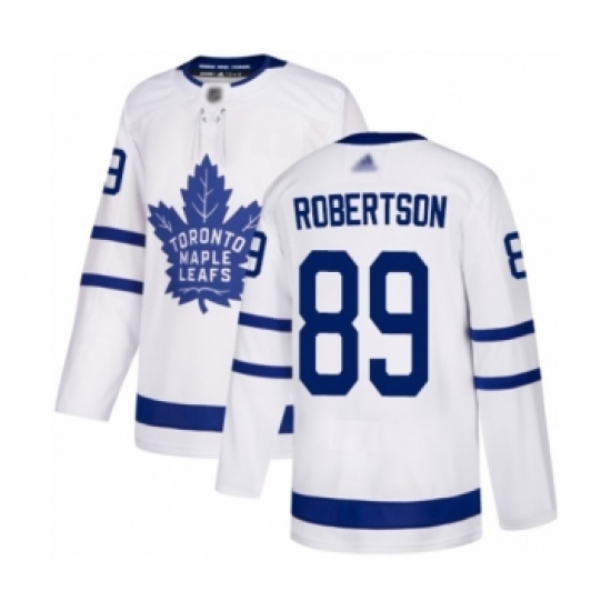 Men's Toronto Maple Leafs 89 Nicholas Robertson Authentic White Away Hockey Jersey