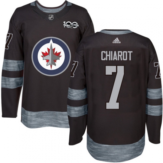 Men's Reebok Winnipeg Jets 7 Ben Chiarot Premier Black 1917-2017 100th Anniversary NHL Jersey