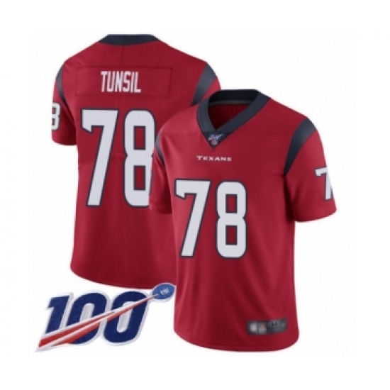 Men's Houston Texans 78 Laremy Tunsil Red Alternate Vapor Untouchable Limited Player 100th Season Football Jersey