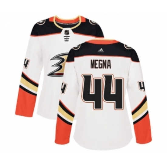 Women's Adidas Anaheim Ducks 44 Jaycob Megna Authentic White Away NHL Jersey