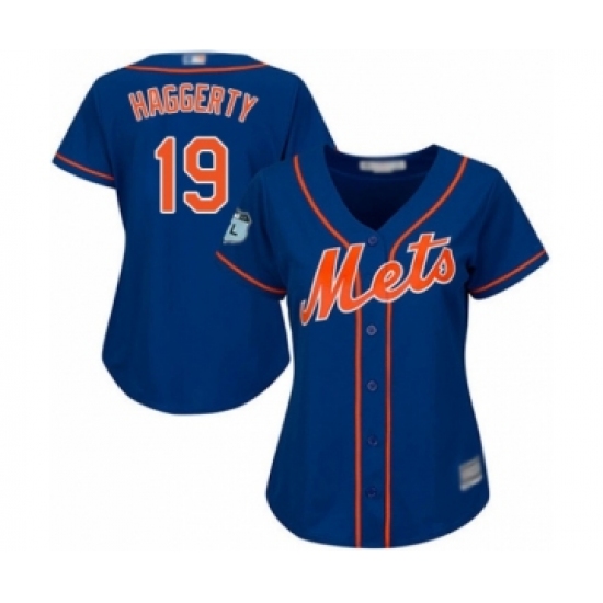 Women's New York Mets 19 Sam Haggerty Authentic Royal Blue Alternate Home Cool Base Baseball Player Jersey