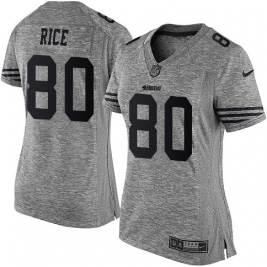 Women's Nike San Francisco 49ers 80 Jerry Rice Limited Gray Gridiron NFL Jersey